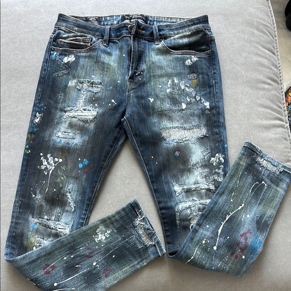Cult of Individuality Distressed Men’s Paint Splatter Jeans